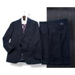 ショッピングoutlet 新品 大手百貨店扱い 秋冬総裏 ウール混ギャバジン ストライプ ツーパンツ スーツA8紺(B) 1146472