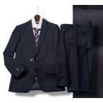 新品 大手百貨店扱い 春秋冬 総裏 艶感  ウール混ギャバジン ストライプ スーツY5濃紺(C) 1150471