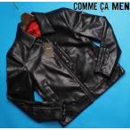 ショッピングコムサ 新品定価7.2万円 COMME CA MEN コムサメン エコレザー ライダースブルゾン/ジャケットS黒(05) 23BE02