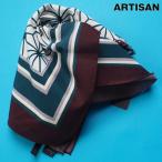 新品サンプル定価1.2万円 ARTISAN アルチザン コットンシルク 転写プリントスカーフ 茶(21) 57RG01