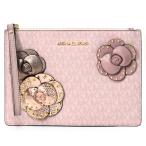 マイケルコース ポーチ MICHAEL KORS コーティングキャンバス レザー モノグラム 花柄 スタッズ ジップ トラベルポーチ クラッチバッグ ライトピンク 35H8GTVC4V