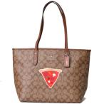コーチ バッグ COACH NYC ピザ シグネチャー ニューヨーク シティー ジップ ラージ トート バッグ カーキ×サドル 57614