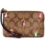 Yahoo! Yahoo!ショッピング(ヤフー ショッピング)コーチ マルチポーチ COACH コーティングキャンバス スムースレザー シグネチャー パーティー アニマル ジップ リストレット カーキ×ピンクマルチ 87877