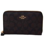 コーチ 財布 COACH コーティングキャンバス レザー シグネチャー ミディアム ジップ アラウンド ウォレット 財布 ブラウン×ブラック 88913
