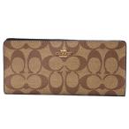 ショッピングコーチ 財布 コーチ 長財布 COACH コーティングキャンバス スムースレザー シグネチャー スリム ウォレット 二つ折り 札入れ 長財布 カーキ×ブラック C3549