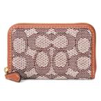 コーチ カードケース COACH ジャガード レザー シグネチャー エッセンシャル スモール ジップ アラウンド スクエア スリム コインケース ブラウンマルチ CAH14