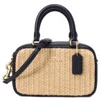 コーチ バッグ COACH ストロー かごバッグ ミニ サッチェル 2WAY レザー クロスボディ 斜め掛け ショルダー ボストン ハンドバッグ トースト×ブラック CAK74
