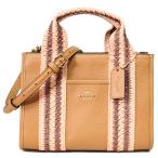 コーチ バッグ COACH ぺブルレザー ストロー ミニ スミス ロゴ 2WAY クロスボディ ショルダー ハンドバッグ ハニーブラウンマルチ CBG91