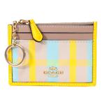 コーチ コインケース COACH キャンバス レザー プレイド チェック キーリング付き ミニ スキニー IDケース カードケース ブライトメイズマルチ CBL88