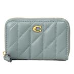 ショッピングcoach コーチ カードケース COACH レザー キルティング ピロー ロゴ スモール ジップ アラウンド スクエア スリム コインケース セージ CM505
