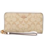 ショッピングコーチ コーチ 長財布 COACH コーティングキャンバス スムースレザー シグネチャー リストレット ロング ジップ アラウンド 長財布 ライトカーキ×チャーク coach4452