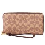 ショッピングコーチ 財布 コーチ 長財布 COACH コーティングキャンバス レザー シグネチャー リストレット ロング ジップ アラウンド 長財布 タン×ブラウン CW778