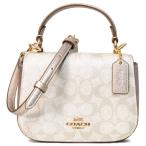 コーチ バッグ COACH PVC レザー シグネチャー メタリック トップ ハンドル フラップ クロスボディ 2WAY ショルダー ハンドバッグ シャンパンマルチ CX576