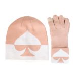 ショッピングケイトスペード ケイトスペード 帽子 katespade 手袋 ニット帽 ビーニー タッチパネル対応 グローブ 2点セット 専用BOX付き ライトフォーン×クリーム KS1004556