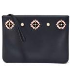 ケイトスペード ポーチ katespade レザー ケリー 花柄 アップリケ リストレット ラージ マルチ ポーチ クラッチ バッグ ブラック WLRU5588