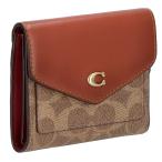 COACH コーチ 二つ折り財布 ミニ財布 財布 レディース アウトレット レッド ブラウン シグネチャー レザー ボタン式 送料無料 C2329 B4NQ4