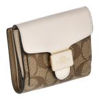 ショッピングシグネチャー COACH コーチ 二つ折り財布 ミニ財布 財布 レディース アウトレット ブラウン シグネチャー ベージュ レザー ボタン式 送料無料 C7805 IMDJ8