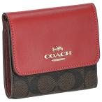 ショッピングcoach COACH コーチ 三つ折り財布 ミニ財布 財布 レディース アウトレット レッド ブラウン シグネチャー レザー ボタン式 送料無料 CE930 IMRVQ