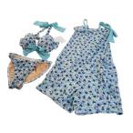  женский купальный костюм 3 позиций комплект топ на бретелях покрытие выше детский комбинезон body type покрытие L маленький цветочный принт оттенок голубого 