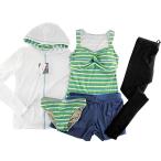 レディース水着 5点セット ラッシュガード トレンカ タンキニ 全身しっかりガード L ミントグリーン