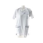 ショッピングパルスオキシメーター 配色パイピングジャケット パウダーストレッチ 看護師 介護士 Mサイズ ホワイトxネイビー 送料250円