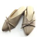 コードリボン ミュール サンダル ゆったり幅広 低反発中敷 Lサイズ 24.0〜24.5cm ワイズ4E オーク