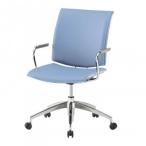 藤沢工業(TOKIO)　ミーティングチェア　FMP-5AL-S ライトブルー(レザー)