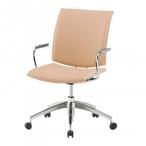 藤沢工業(TOKIO)　ミーティングチェア　FMP-5AL-S ライトベージュ(レザー)