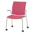 藤沢工業(TOKIO)　ミーティングチェア　FMP-K4AF-S ピンクローズ(ヌノ)