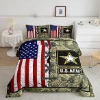 American Flag Comforter Set Queen for Adult Boys Army Green Camo Down Comforter Kids Men Vintage USA Flag Quilted Duvet Youth Girls Retro Military Cam