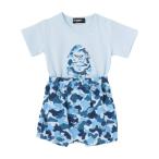 30%OFFセール XLARGE KIDS（エクストララージキッズ） 80cm ファニーゴリラカモ総柄 ベビー半袖セットアップ 半袖ロンパース+ショートパンツ ブルー 2026春夏