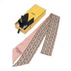 フェンディ ラッピー スカーフシルク ブラウン×ピンク FENDI