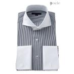 ワイシャツ メンズ 長袖 カッターシャツ yシャツ ビジネスシャツ 綿100％ ホリゾンタルカラー クレリック ダブルカフス おしゃれ