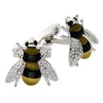 カフリンクス カフスボタン サイモンカーター イギリス製  Darwin Bee ミツバチ型 キャッツアイ オニキス スワロフスキー ブラックxクリスタル オジエ ozie