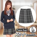 制服 スカート プリーツ 学生服 高校 私服校 女子高生 コスプレ/ ティーンズエバー スカート(ブラック/グレー) Lサイズ  (A-1650_870258)