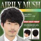 ヘアネット付き  エアリーマッシュ（スタンダードブラック）　/メンズウィッグ 男性用 かつら コスプレ ファッション イベント ラパンドアール（3490）