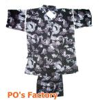 キッズ甚平（龍神・黒×白龍A柄）男の子用  110サイズ