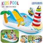 ショッピングプール すべり台 お庭が遊園地に！噴水＆滑り台付きビッグキッズプール　釣り遊び＆ボール付きプレイセンタータイプ　子供 水遊び 滑り台付き 家庭用プール