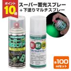 スーパー蓄光スプレー 100ml ＋ 下塗りマルチスプレー 100mlセット （シンロイヒ/油性/蓄光塗料）