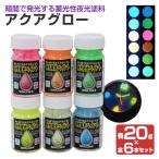 アクアグロー（水性夜光ペイント） ６色　20g×6本セット（蛍光塗料/蓄光塗料/夜光塗料/シンロイヒ）