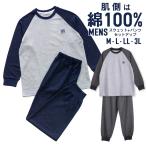 パジャマ メンズ 内側が綿100% 長袖 春 秋向き スウェット上下 リブ仕様 ラグラン ワンポイント刺繍 ネイビー チャコール M L LL 3L