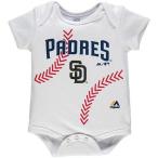 マジェスティック アメリカ USA メジャー リーグ 全米 野球 MLB Majestic San Diego Padres Newborn ホワイト Stitches ベースボール ボディースーツ