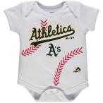 マジェスティック アメリカ USA メジャー リーグ 全米 野球 MLB Majestic Oakland アスレチックs Newborn ホワイト Stitches ベースボール ボディースーツ