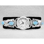 腕時計 海外セレクション Navajo 腕時計 ブルー Lab Opal レディース スターリング シルバー ネイティブ　アメリカン　インディアン