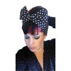 スカーフ・バンダナ 海外厳選ブランド Spellbound Bows ブラック and ホワイト Polka Dot Big Bow Headラップ Rockabilly Pinup