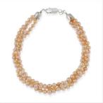 シルバースペック パール 925 シルバー Freshwater カルチャード Peach パール 3 Strand ツイスト ブレスレット