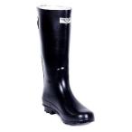 アンブランデッド レディース Full Rubber Black Rain Boots Rear Decorative Zipper Design