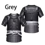 侍 鎧風 Tシャツ メンズ 半袖 戦国武将 甲冑デザイン 3Dプリント サムライ風 コス グレー