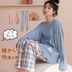 パジャマ 寝巻き セットアップ レディース 上下セット ファッション ナイトウェア チェック柄 ルームウェア ゆったり 部屋着 長袖 秋冬 おしゃれ