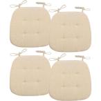 ショッピングレストラン 座布団 椅子用馬蹄形クッション ダイニングチェア用クッシ 紐付きシートクッション 椅子シート座布団 チェア用 ヘリンボーン柄 4枚セット 椅子用 馬蹄型 ひも付